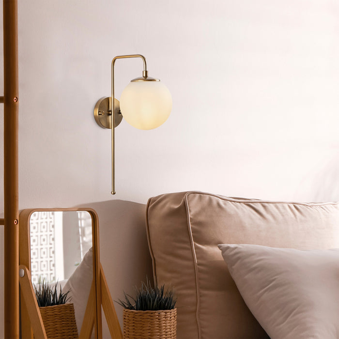 dimehouse Wandlamp Bronskleurig Beige Glas Brim