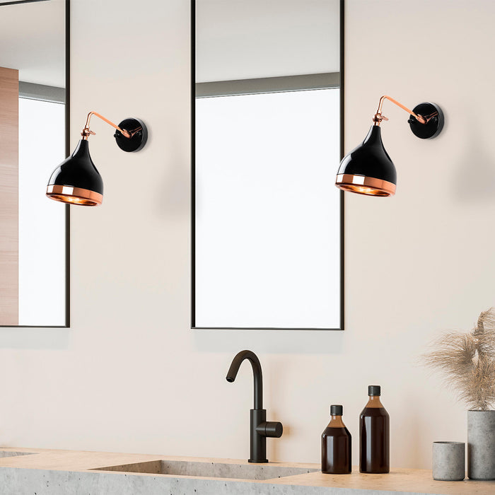 dimehouse Wandlamp Zwart Koper Metaal Grip