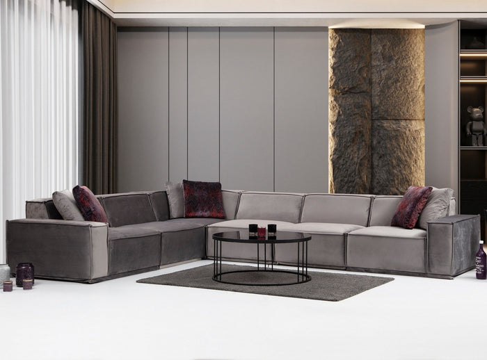 dimehouse XL Hoekbank Links Lego Velvet Grijs