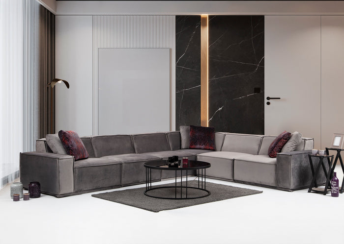 dimehouse XL Hoekbank Rechts Lego Velvet Grijs