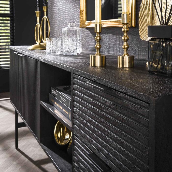 Dimehouse Dressoir Zwart Hazel Mangohout 2 Deuren En 2 Lades 170x40x80 Cm