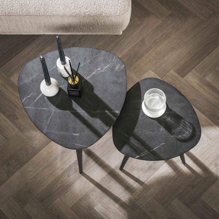 Dimehouse Driehoekige Salontafel Set Van 2 Conner Keramiek Look Grijs