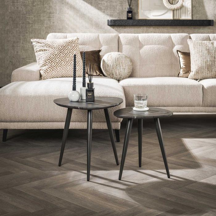 dimehouse Driehoekige Salontafel Set van 2 Conner Keramiek Look Grijs