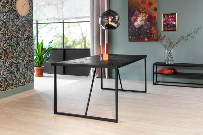 Dimehouse Eettafel Blackster Teakhout Zwart 160x90 Cm