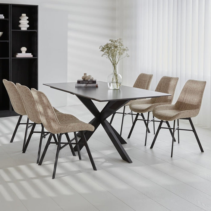 dimehouse Eettafel Edin Sintered Stone Marmerlook Zwart