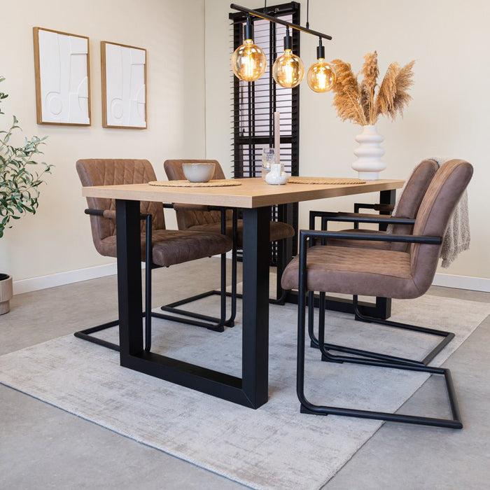 Dimehouse Eettafel Lenzo Rustiek Eiken - Zwarte U-poot