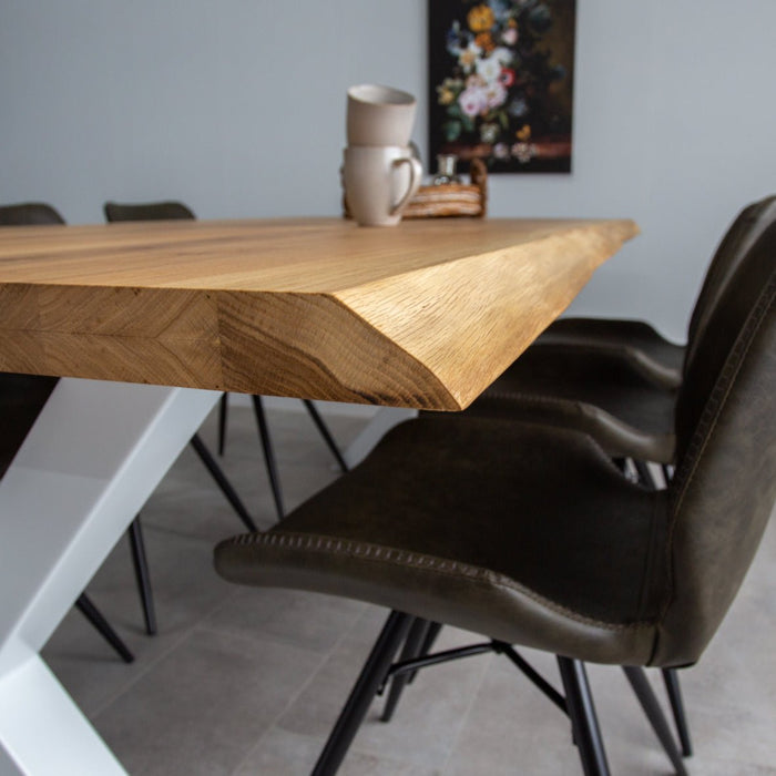 Dimehouse Eettafel Revi Eikenhout - Boomstamvorm - Witte X-poot