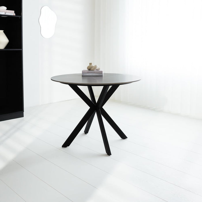 Dimehouse Eettafel Rond Sintered Stone Marmerlook Grijs Yuna