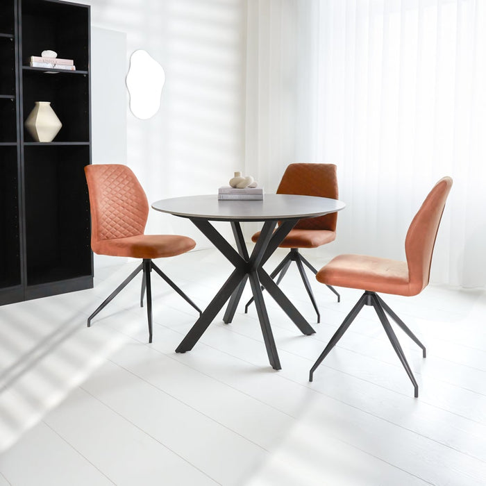 dimehouse Eettafel Rond Sintered Stone Marmerlook Grijs Yuna