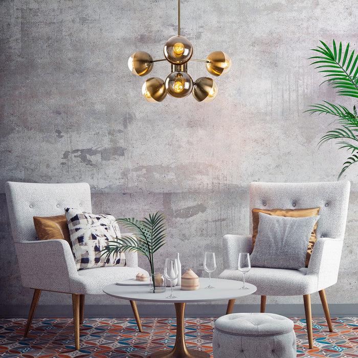 dimehouse Hanglamp 10-lichts Bronskleurig Glas Carina