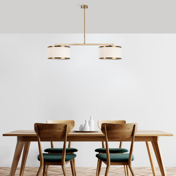 dimehouse Hanglamp 2-lichts Bronskleurig Stof Frost