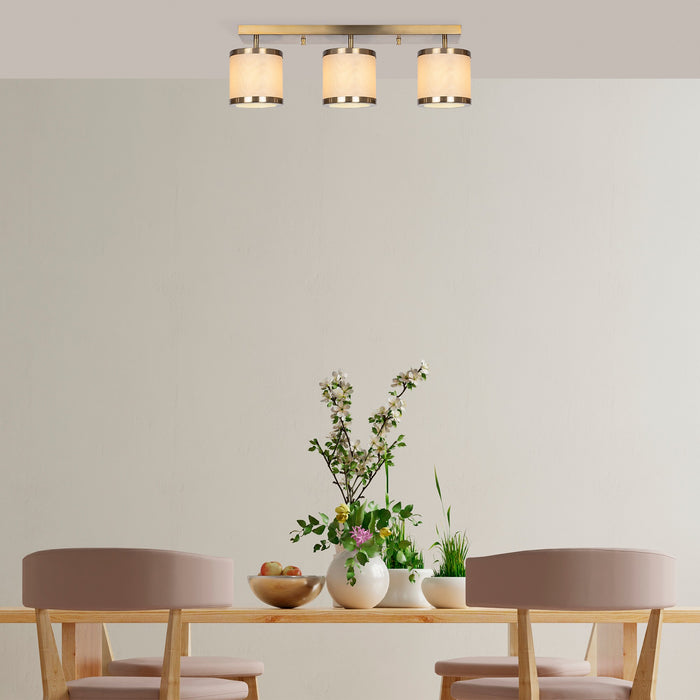 dimehouse Hanglamp 3-lichts Bronskleurig Stof Frost