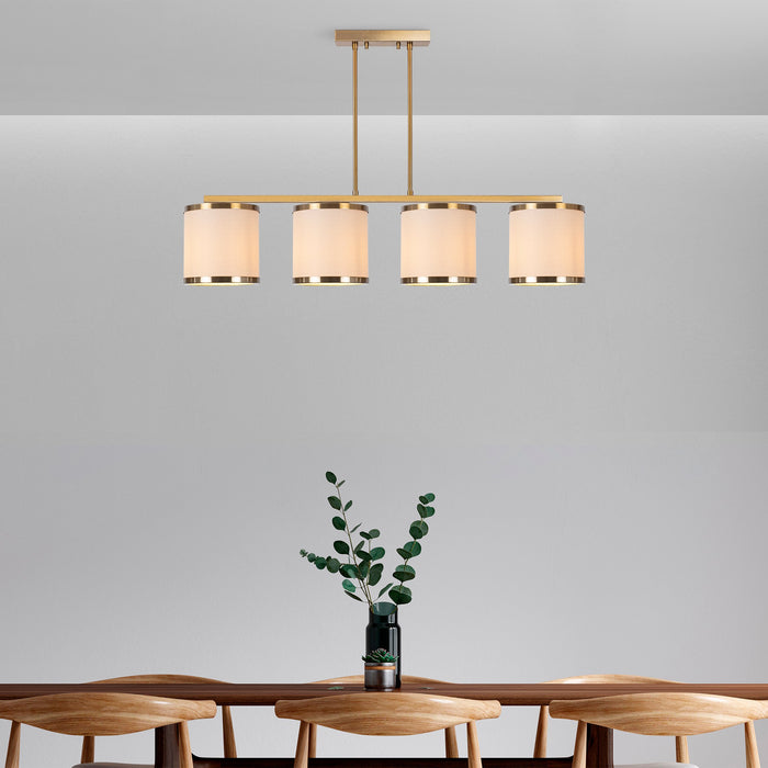 dimehouse Hanglamp 4-lichts Bronskleurig Stof Frost