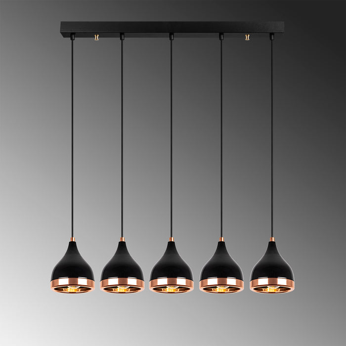 Dimehouse Hanglamp 5-lichts Zwart Koper Metaal Grip