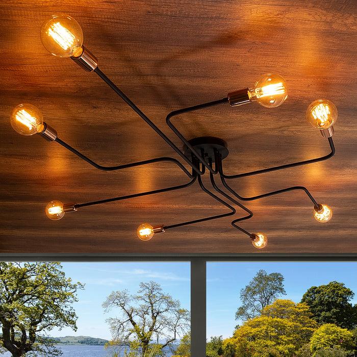 dimehouse Hanglamp 8-lichts XL Zwart Metaal Striker