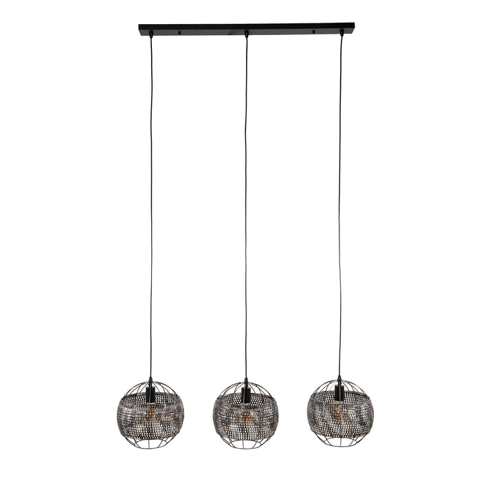 Dimehouse Hanglamp Alfie 3-lichts Metaal Zwart Bruin