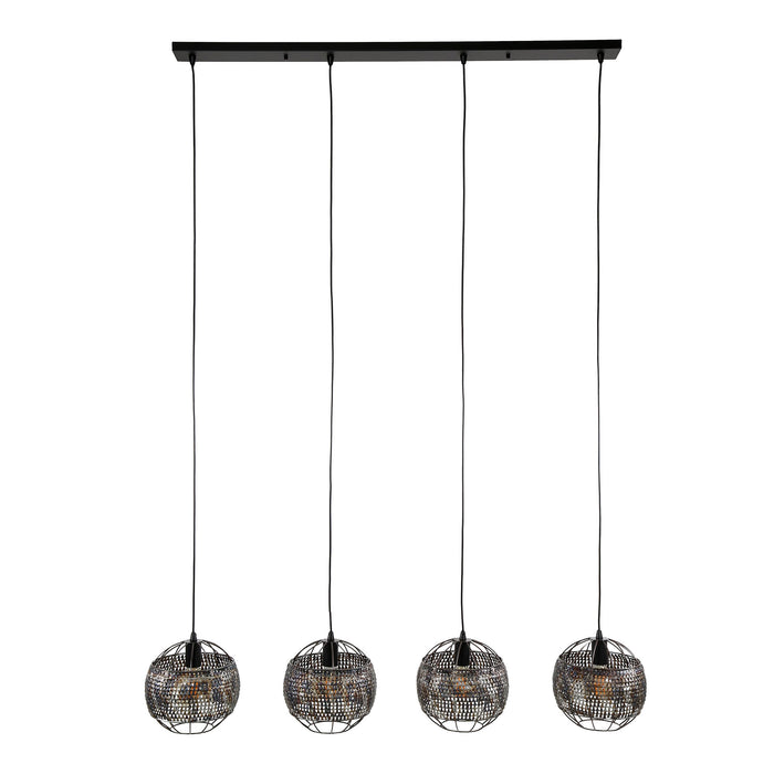 Dimehouse Hanglamp Alfie 4-lichts Metaal Zwart Bruin