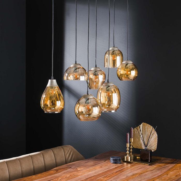 Dimehouse Hanglamp Felien Getrapt Mix Amberkleurig Glas