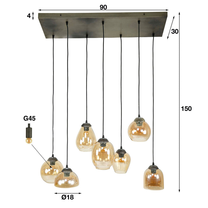 Dimehouse Hanglamp Felien Getrapt Mix Amberkleurig Glas