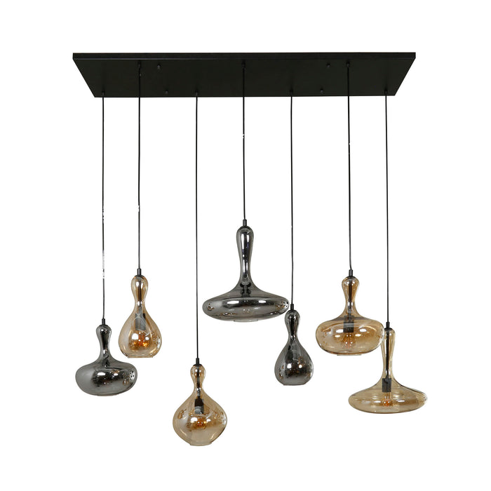 Dimehouse Hanglamp Glas Getrapt Lessy 7-Lichts Artic Zwart