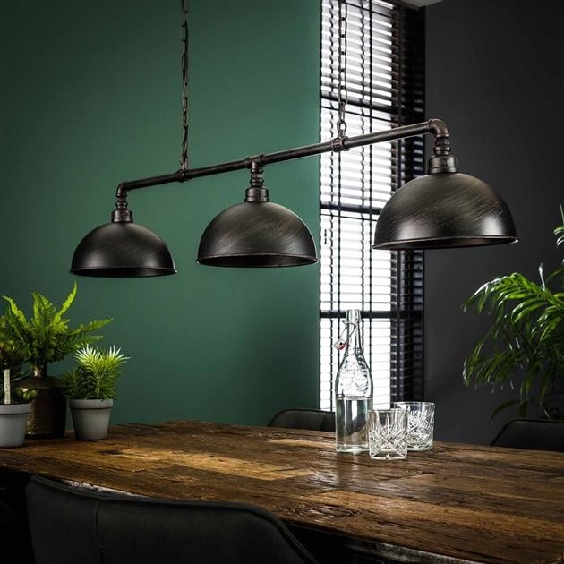 Dimehouse Hanglamp Industrieel Abby 3-lichts Buis Zwart