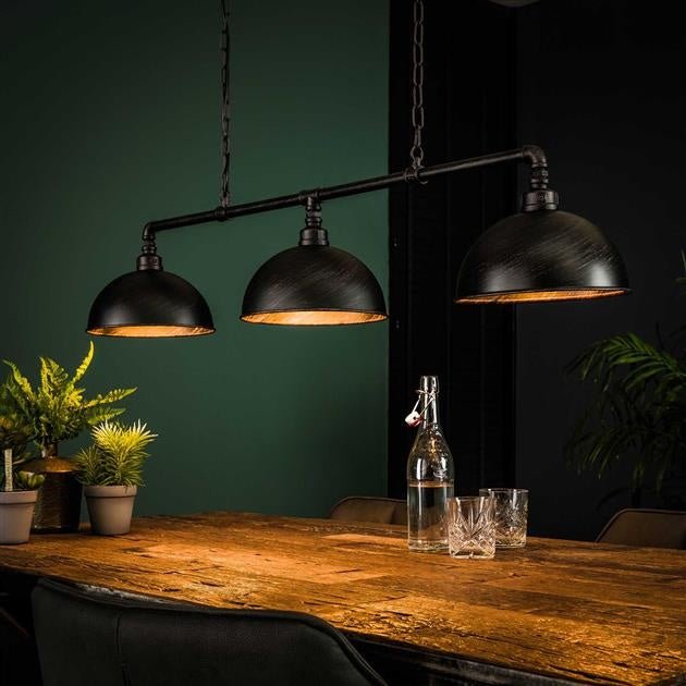 dimehouse Hanglamp industrieel Abby 3-lichts buis zwart