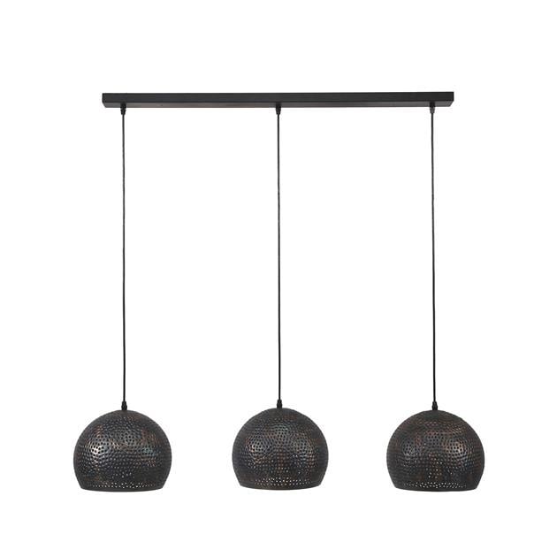Dimehouse Hanglamp Industrieel Aya 3-lichts Zwart Bruin