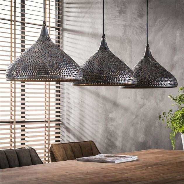 Dimehouse Hanglamp Industrieel Aya Trechter 3-lichts Zwart Bruin