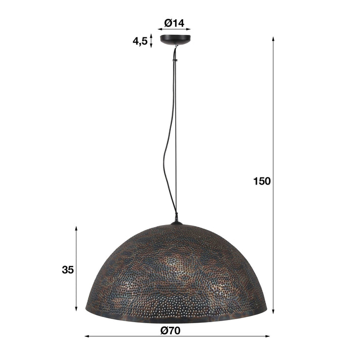 Dimehouse Hanglamp Industrieel Aya Zwart Bruin 70 Cm