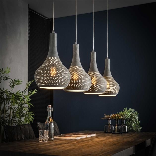dimehouse Hanglamp Industrieel Kegel Aya 4-lichts Grijs
