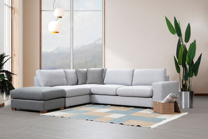 dimehouse Hoekbank Links Loop Lichtgrijs - Met Donkergrijze Hocker