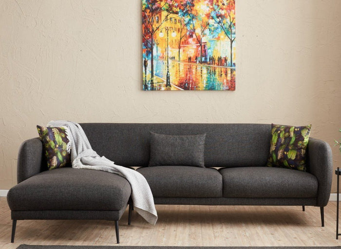 dimehouse Hoekbank Links met slaapfunctie Venus Antraciet