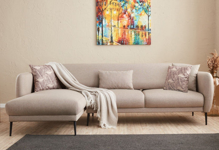 dimehouse Hoekbank Links met slaapfunctie Venus Crème