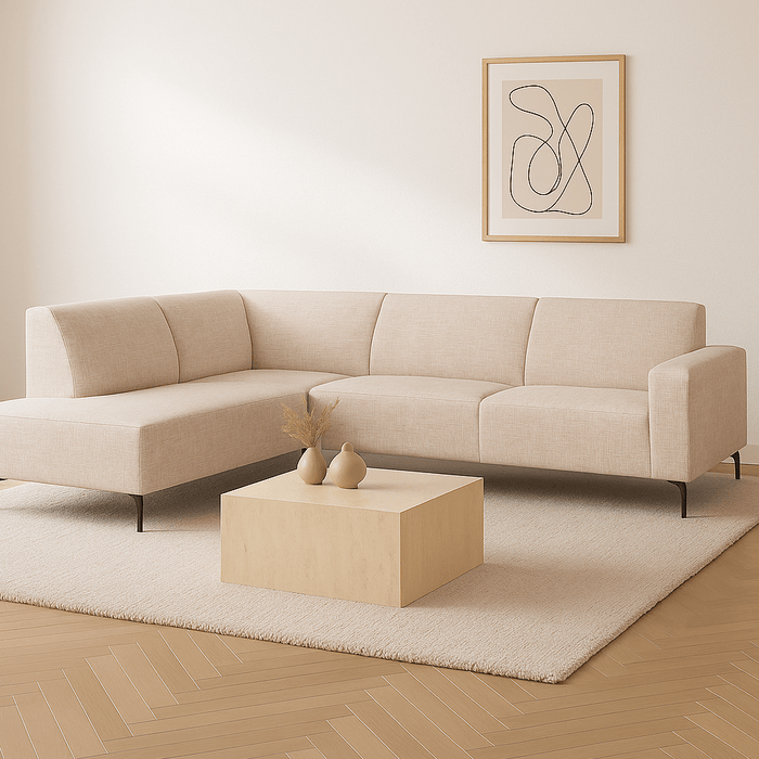 dimehouse Hoekbank Manon met chaise longue links chenille beige