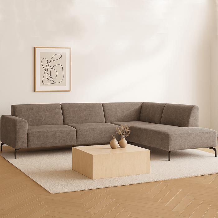 dimehouse Hoekbank Manon met chaise longue rechts chenille taupe