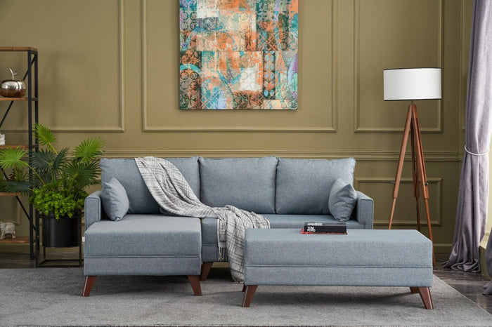 dimehouse Hoekbank met slaapfunctie Links Bella Blauw