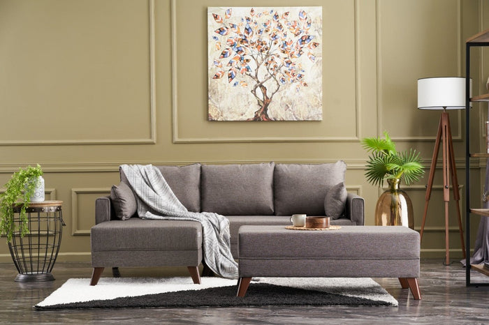 dimehouse Hoekbank met slaapfunctie Links Bella Bruin