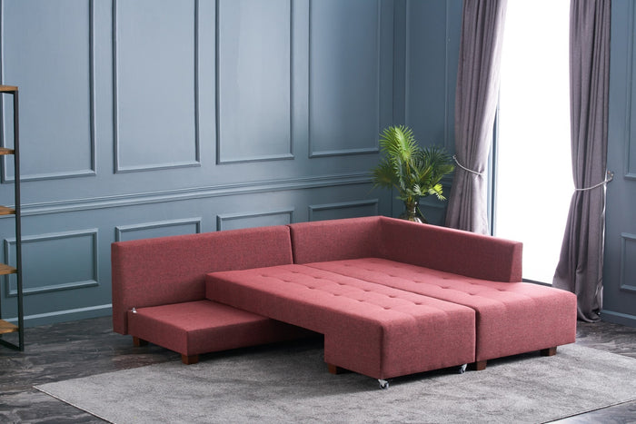 Dimehouse Hoekbank Met Slaapfunctie Rechts Manama Claret Rood