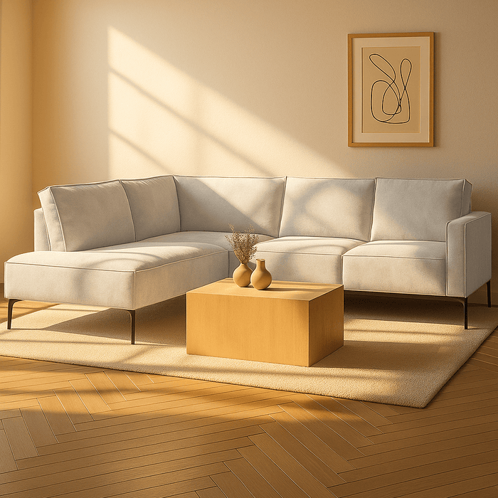 dimehouse Hoekbank Yara met chaise longue links chenille beige