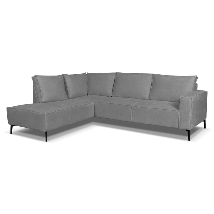 Dimehouse Hoekbank Yara Met Chaise Longue Links Chenille Grijs