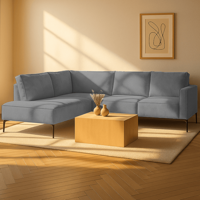 dimehouse Hoekbank Yara met chaise longue links chenille grijs