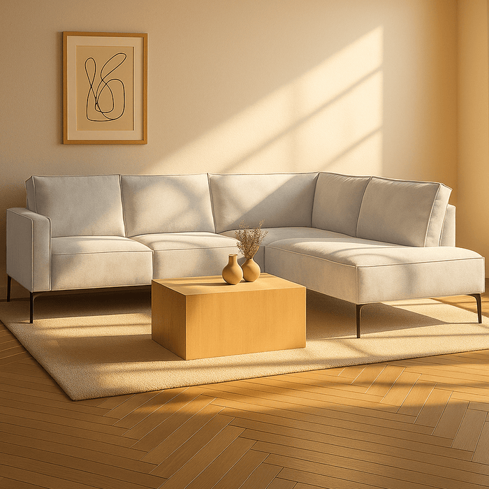 Dimehouse Hoekbank Yara Met Chaise Longue Rechts Chenille Beige