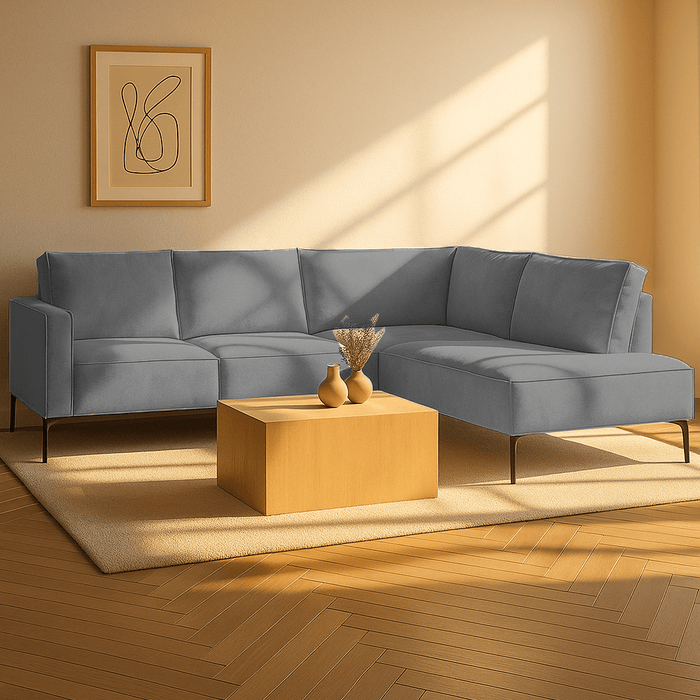 dimehouse Hoekbank Yara met chaise longue rechts chenille grijs