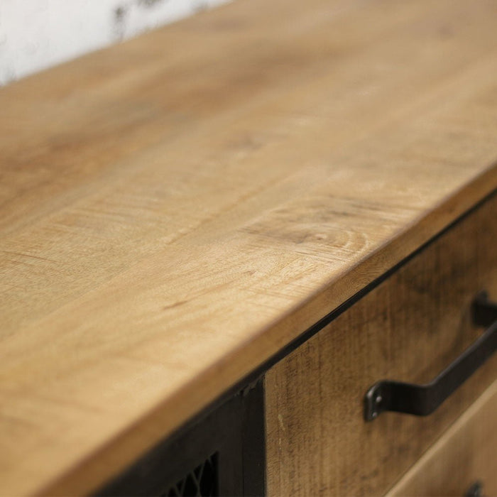 Dimehouse Industrieel Dressoir Op Wielen Bryce Metaal Mangohout 153x40 Cm