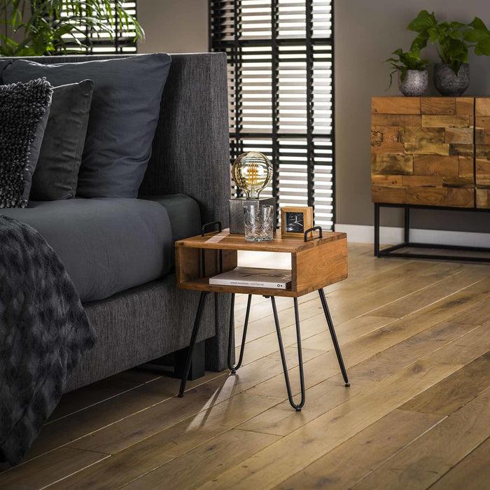 Dimehouse Industrieel Nachtkastje Aimée Acaciahout Open Vak