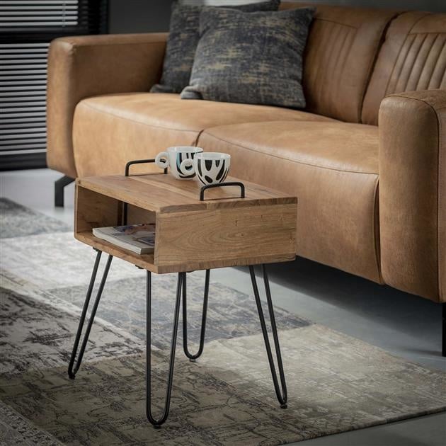 dimehouse Industrieel Nachtkastje Aimée Acaciahout Open Vak