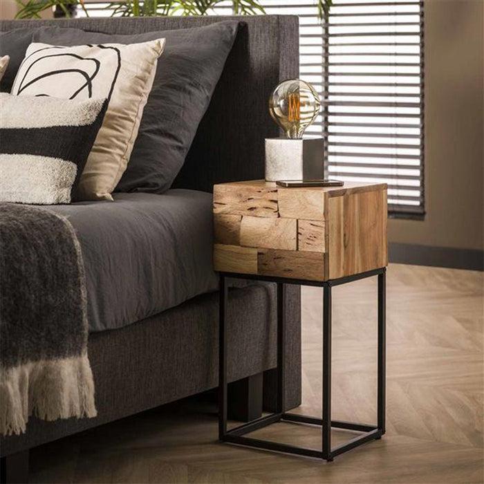 Dimehouse Industrieel Nachtkastje Anna-Sophie Acaciahout Met Lade