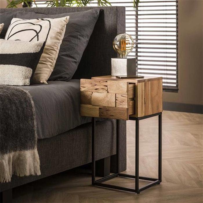 Dimehouse Industrieel Nachtkastje Anna-Sophie Acaciahout Met Lade