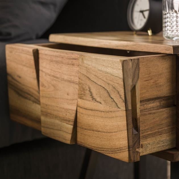 Dimehouse Industrieel Nachtkastje Damon Acaciahout 1 Lade