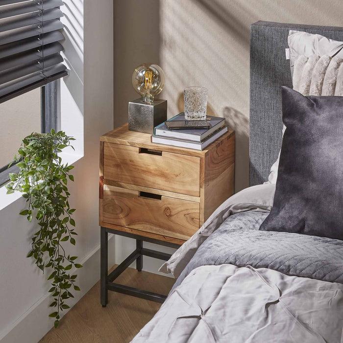 dimehouse Industrieel Nachtkastje Lou Acaciahout 2 Lades